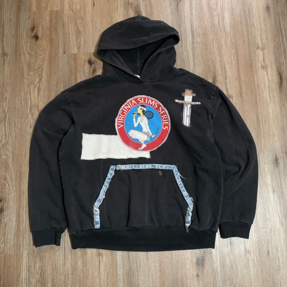 DIY‎ upcycled LA Apparel collage clown patchwork hoodie sweatshirt - size large